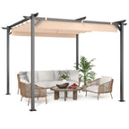 Outdoor Retractable Pergola with Canopy 2.4m/3m for Garden Lawn Patio Gazebo