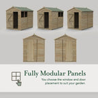 Forest 4Life Overlap Pressure Treated Pent Wooden Shed 8x6 - 25 Year Guarantee And Base Kit Included