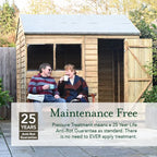 Forest 4Life Overlap Pressure Treated Pent Wooden Shed 8x6 - 25 Year Guarantee And Base Kit Included