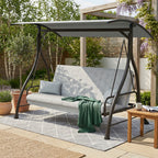 Malay Riviera 3 Seater Combo Swingbed - Transforms Into Cozy Bed With Durable Shade Canopy For Outdoor Relaxation