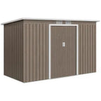 Outsunny 9ft By 4ft Metal Garden Shed With Foundation Kit And Double Doors - Durable Galvanised Steel