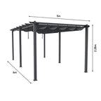 Aluminum Framed Garden Pergola with Retractable Canopy