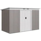 Outsunny 9ft By 4ft Metal Garden Shed With Foundation Kit And Double Doors - Durable Galvanised Steel