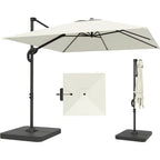 Outsunny 2.4 x 2.4 m Cantilever Parasol w/ Umbrella Weights, Cream White
