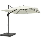 Outsunny Cantilever Parasol 2.4m By 2.4m With Umbrella Weights - UPF50+ UV Protection And Easy Tilt Adjustment