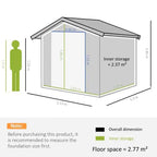Outsunny 7 x 4ft Lockable Large Metal Garden Shed - Dark Grey - 845-030CG