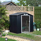 Outsunny 7 x 4ft Lockable Large Metal Garden Shed - Dark Grey - 845-030CG