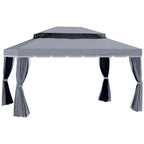 GardenPro Aluminium Garden Gazebo 3x4m Pavilion - Two Tier Canopy With Nets And Curtains