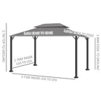 3 x 4m Aluminium Garden Gazebo, Pavilion Party Tent with Nets and Curtains, Light Grey