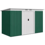 Outsunny 9ft By 4ft Metal Garden Shed With Foundation Kit And Double Doors - Durable Galvanised Steel